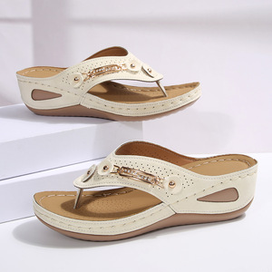 Tongs décontractées bleu marine pour femmes, sandales légères à bout ouvert, taille Plus 35 40 - Product Image 4