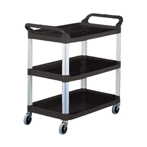 Carrello multiuso nero a 3 ripiani in alluminio con ruote per stoccaggio e trasporto - Product Image 1