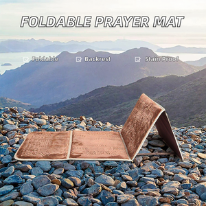 Portable Foldable Modern Prayer <b>Mat</b> with Backrest Geometric Pattern Non-Slip <b>Foam</b> Backing Muslim Salah <b>Mat</b> for Home & Travel Use - Product Image 2