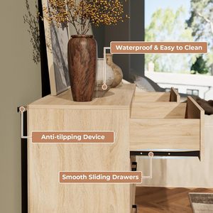 <span class=keywords><strong>Commode</strong></span> en bois moderne et traditionnelle à <span class=keywords><strong>6</strong></span> <span class=keywords><strong>tiroirs</strong></span>, coffre de rangement écologique et durable pour chambre et salon d'appartement - Product Image 3