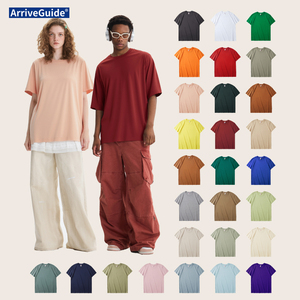 批发超大号定制T恤180gsm重磅棉质，男女空白街头服饰T恤，纯色圆领批量订购 - Product Image 3