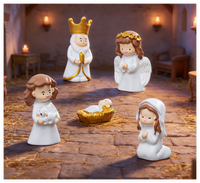 Figurines religieuses miniatures en résine 3D, ensemble de crèche de Noël, bébé Jésus, ange, peintes à la main, accessoires de bricolage écologiques pour scène