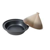 Tajine marocain en aluminium émaillé avec couvercle conique en céramique, compatible induction, écologique et antiadhésif