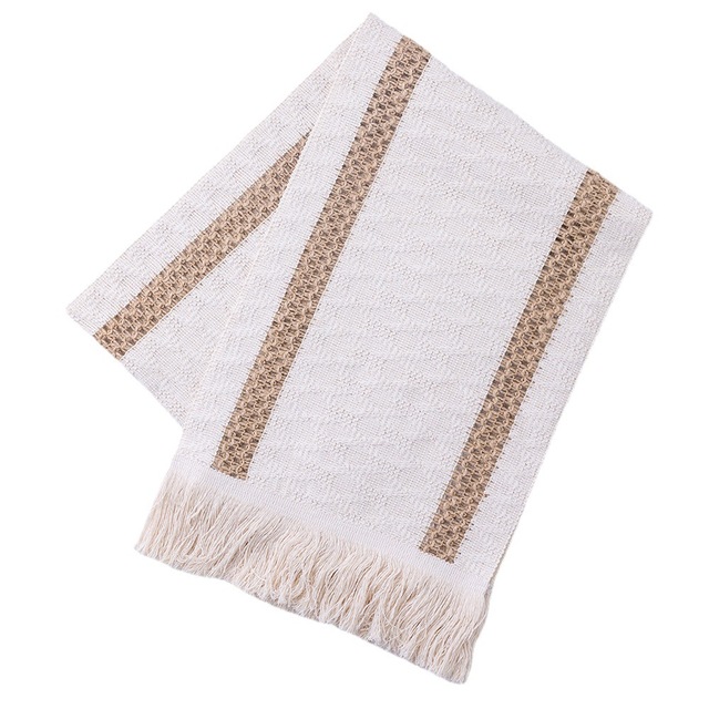 Бежевая Вязаная скатерть из хлопка и льна в стиле бохо