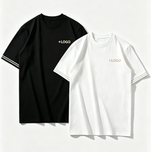 Camiseta blanca de manga corta para hombre, con logo bordado, informal, de algodón, corte regular, se puede personalizar el logo OEM. - Product Image 1