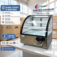 Vitrine Réfrigérée Compacte à Angle Droit pour Pâtisseries, Présentoir Commercial de Gâteaux pour Comptoir de Bar à Café avec 4 Roues Universelles