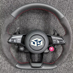 Volant de direction HAILED avec bouton de démarrage S-Line, moitié Alcantara, fibre de carbone, palettes LED pour Audi TT R8 A4 A5 B8 S4 RS6 A6 C7 RS Q5 <span class=keywords><strong>Q6</strong></span> - Product Image 1
