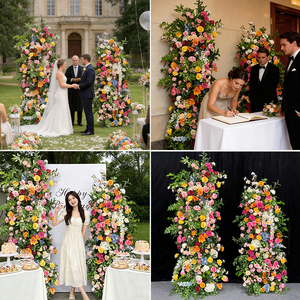 Una colorida y realista bola de flores de seda mixta, perfecta para un fondo de boda al aire libre de estilo campestre. - Product Image 2