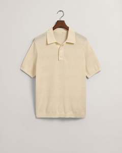 Polo de algodón texturizado personalizado, camisetas de punto de manga corta con diseño transpirable hueco para hombre - Product Image 5