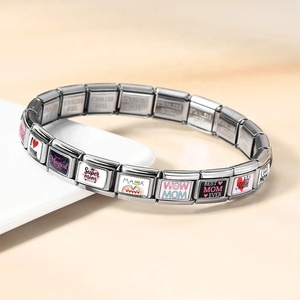 Custom Christian Mother's Day Colorful Italian Charms Platinum Plated Stainless Steel Link Fit 9mm Bracelet DIY Gift - Product Image 2