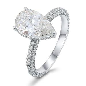 Anillo de Diamante Cultivado en Laboratorio, Oro Blanco de 14K, Forma de Pera, Semi-Eternidad, para Boda, Uso Diario, Ideas de Regalo, Joyería Fina, Personalizable - Product Image 1