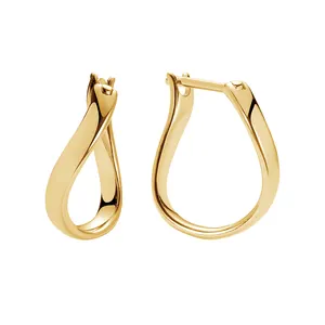 Wholesale 925 Sterling Silver 14k Gold Plated Huggie Hoop Earrings With Cubic Zircon 925 Silver curve hoops