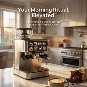Espresso <b>Coffee</b> Maker with 1350W Power Automatic Cleaning Twin Brewing System and One <b>Touch</b> Control for Easy Operation - Product Image 4