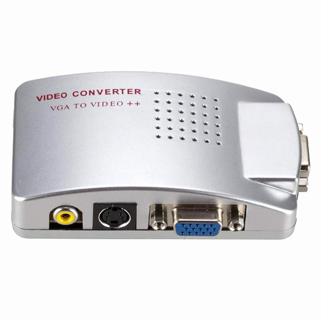 Fjgear VGA to AV RCA Converter PC to TV Video Converter VGA Input RCA Composite S-Video VGA Output Adapter