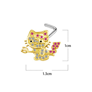 YW gros fleur CZ papillon en forme de L nez goujon corps Piercing bijoux en acier inoxydable broche nez anneaux goujon pour 20G - Product Image 2
