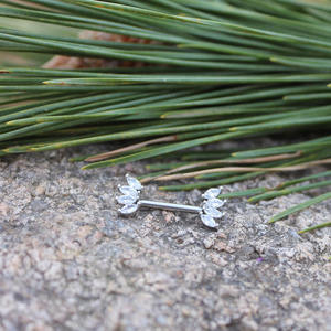 Vente en gros de bagues de piercing pour tétons en acier inoxydable 316L avec zircon cubique marquise, accessoires de bijouterie - Product Image 3
