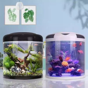 <span class=keywords><strong>Aquarium</strong></span> Moderne de Luxe pour Salon, Rond, Petit, Créatif, en Verre en U, pour Bureau, Table, avec Oxygénation, 120L - Product Image 3