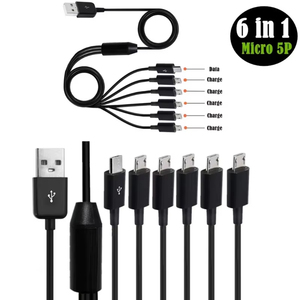 Cable Divisor <span class=keywords><strong>Micro</strong></span> <span class=keywords><strong>USB</strong></span> Tipo C 6 en 1, Cable de Carga de Datos <span class=keywords><strong>USB</strong></span> 2.0 <span class=keywords><strong>a</strong></span> 6 <span class=keywords><strong>Micro</strong></span> <span class=keywords><strong>USB</strong></span> Tipo C para iPhone 15 16 17 Xiaomi Tablet Pad - Product Image 2
