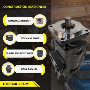 Pompe hydraulique à double engrenage D149283, garantie 1 an, fabriquée en Chine, modèle récent pour chargeuse-pelleteuse 580K 580SK, 15 cannelures, 23/9 GPM - Product Image 2