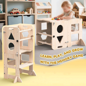 <span class=keywords><strong>Tour</strong></span> <span class=keywords><strong>Montessori</strong></span> <span class=keywords><strong>pliable</strong></span> en bois pour tout-petits avec barrière de sécurité, marchepied réglable pour cuisine, aide à l'<span class=keywords><strong>apprentissage</strong></span> pour enfants, vente en gros OEM - Product Image 3