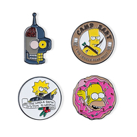 Épingles à revers en émail moulé sous pression, personnalisées, en acier inoxydable, motif animé mignon, série Simpson, rigides et souples, originales, vente en gros