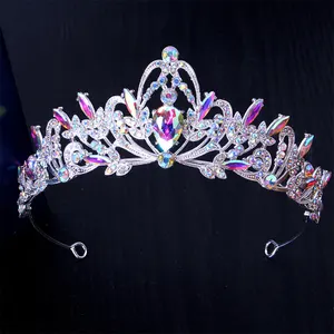 Victoria raja emas mahkota pesta ulang tahun putri dan tiara mewah kristal berlian rambut tiara pengantin aksesori gaun pernikahan