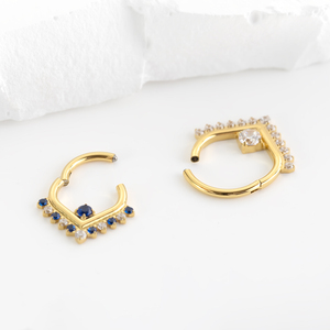 Gioielli per Piercing all'Ingrosso, Anello Segmentato a Cerniera in Titanio ASTM F136 con Zirconi, per Conchiglia, Elica, Orecchio e Naso - Product Image 3