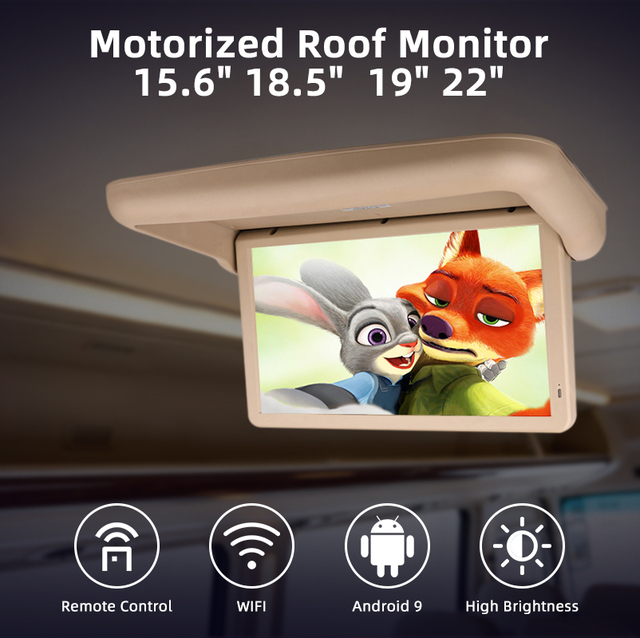 OEM Wholesale 15 Inch Motorized Flip Down 12-24V Roof Monitor Foldable Smart Screen Ceiling Display Car TV for BUS Coach Train