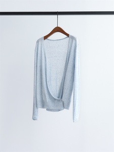 Cardigan in <span class=keywords><strong>maglia</strong></span> sottile coreano <span class=keywords><strong>con</strong></span> scollo a V in misto lino e filato di carta, a maniche lunghe, per l'inizio dell'autunno, vestibilità ampia e stile casual - Product Image 5