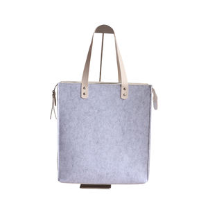 Custom Classic Design Felt Tote <b>Bag</b> with Zipper Book PU Handle Daily Use Shoulder Strap Unisex Direct Manufacturer Wholesale - Product Image 6