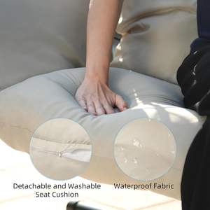 Fauteuil suspendu double en rotin pliable avec coussins imperméables résistants aux UV, capacité 700 LBS, pour chambre à coucher - Product Image 3