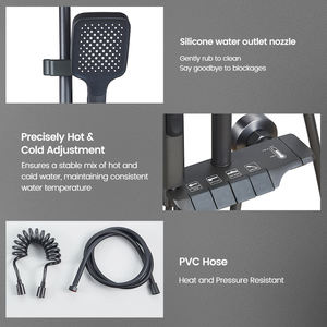 Grifo de Baño Termostático SANIVITAL con Precio Directo, Mezclador de Lluvia con Teclas de Piano, Montado en la Pared, Juego de Ducha con 4 Salidas y Rociado Suave - Product Image 3