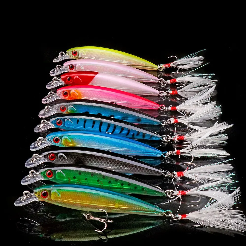 10 colors floating minnow lure luminous hard baits wobbler leurre tilapia fishing lures