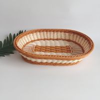Panier de rangement ovale en rotin PP tressé, fait main, étanche, gain de place, qualité alimentaire, résistant à la moisissure, facile à nettoyer, pour snacks, fruits et pain