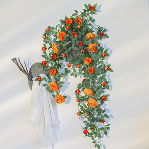 Hua Qianyun Artificial Rose Vines Silk Flower Decorative Coverings For Wedding Home Outdoor Photography Props - Product Image 3