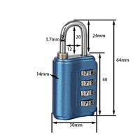 Serrure à combinaison à 4 chiffres en alliage de zinc pour l'extérieur Serrure à code de sécurité pour porte de fenêtre de sac à dos et serrures d'armoire