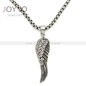 Vintage Jewelry wholesale 316L stainless steel Angel wing pendant for couple lover