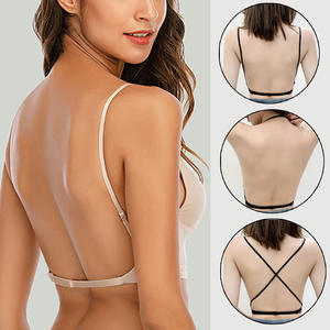 Soutien-gorge sexy dos nu en dentelle, bralette à dos profond en U, brassière à bonnets fins, sous-vêtements élastiques doux sans couture, débardeur, Encaje Mujer - Product Image 3