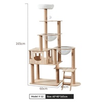 Arbre à chat minimaliste d'intérieur avec nid, capsule spatiale intégrée, colonne Skyward, plateforme de saut et griffoir en panneau de densité