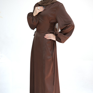 Ultimo Modello di Abito Casual da Donna in Raso, Manica Lunga, Abbigliamento Islamico Arabo del Medio Oriente, Abbigliamento Modesto Musulmano, Abaya 2025 - Product Image 4