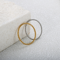 Bague minimaliste en acier inoxydable chic, chaîne fine en fil torsadé, pour femmes, bijoux tendance, imperméable