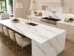 UNION STONE Calacatta Silver Aura, Losa de Cuarzo Artificial Impresa, Super Jumbo, Ecológica, Diseño Moderno, para Encimeras de Cocina - Product Image 5