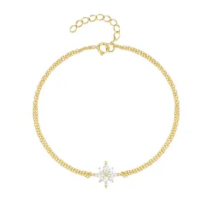 Fenny Europa y América Cadena de doble capa de alta calidad Colgante de nieve de Navidad de lujo Pulsera de plata esterlina 925 para mujer