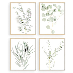 Planta botánica <span class=keywords><strong>verde</strong></span> arte de la pared pintura minimalista juego de 4/6 planta madera decoración de la pared imágenes 8 "x 10" - Product Image 3
