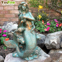 YOUFINE Statue de sirène couchée en bronze grandeur nature pour jardin extérieur ou océan