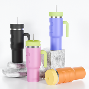 40oz Insulated Double Wall Hot Cold Thermal Travel Coffee Mug Vacuum Stainless Steel Outdoor Tumbler with Handle and Straw - Product Image 1