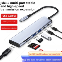 7in1 Type C Hub with LED Indicator 4K60Hz H DMI2.0 USB-C 3.0 100W PD Charging, SD TF 3.0 Card Reader Laptop Applicable