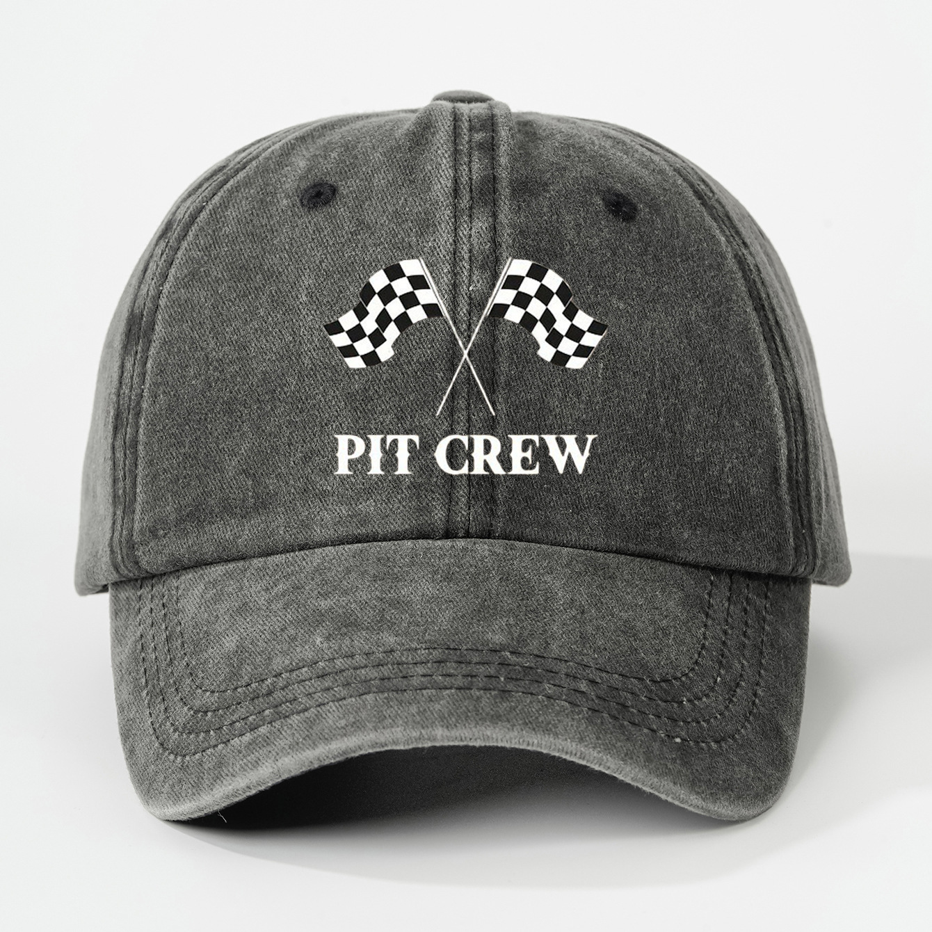 Printed Racing flag washed gorra de béisbol-Negro