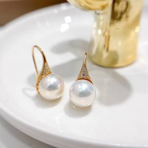 22658DIY <b>Pearl</b> Accessories S925 <b>Silver</b> Earnail Empty Tray with 10-13mm Round Beads Fashion Earhook for <b>Earrings</b> - Product Image 2