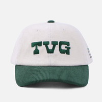 Casquettes Snapback en Corduroy Bicolore Style Vintage avec Logo Brodé Personnalisé Beige 6 Panneaux Visière Courte Casquette de Baseball en Corduroy Vert Foncé
